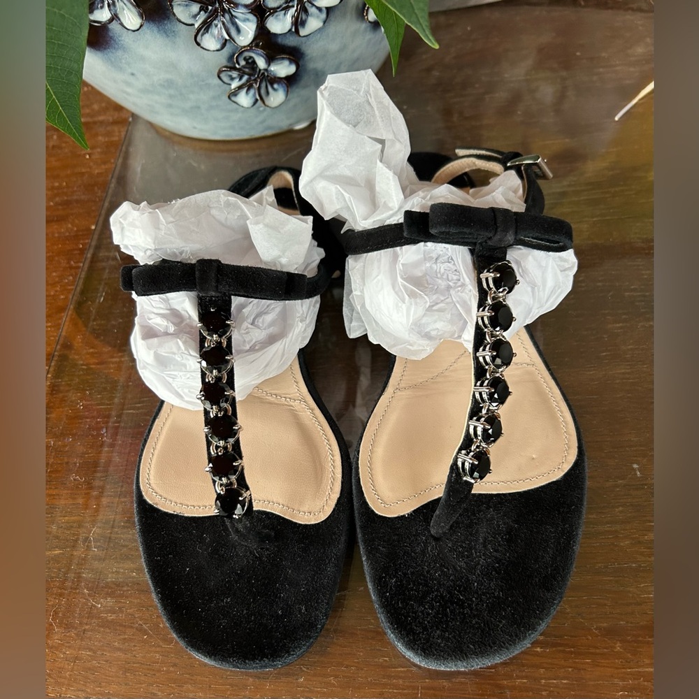 Prada Jeweled Flat Sandals New EU 38.5